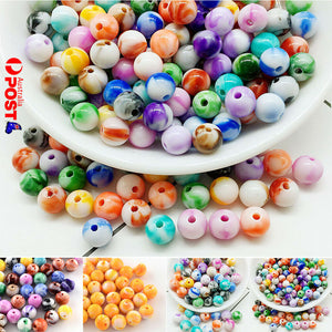 70pcs Round Beads Acrylic Colourful Jewellery Mixed Colours Spacer 7mm DIY Craft