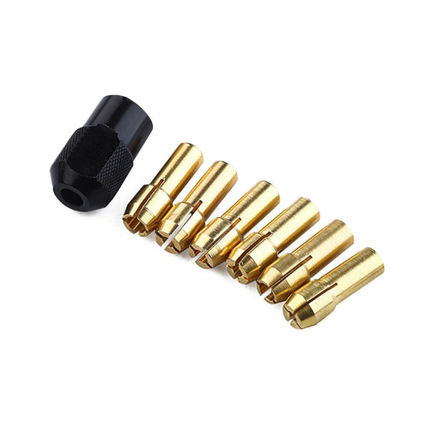 7Pc Brass Collet Black Nut Drill Chuck Tool Set For Electric Grinder Accessories