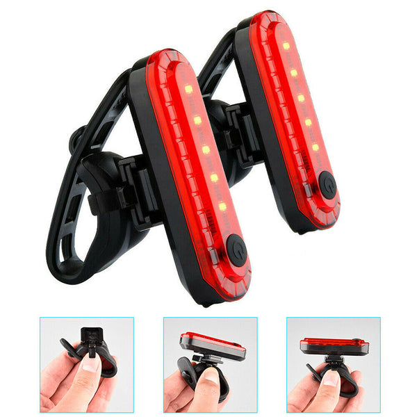 2pc USB Rechargeable Bike Bicycle Cycling 4 Modes LED Front Rear Tail Light Lamp