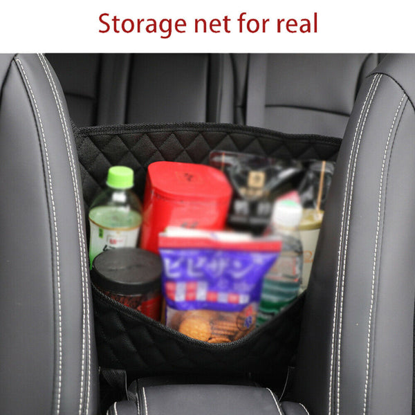 Black Car Net Pocket Handbag Holder PU Leather Between Car Seat Storage Organize