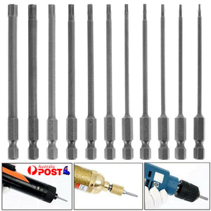 11pcs Torx Screwdriver Bit Set 100mm Long T6-T40 Star Head Temper Proof Security