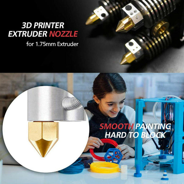 5PCS 3D Printer 1.75mm MK8 Extruder Nozzle Head For Ender 3 Pro CR10 0.2-1.0mm