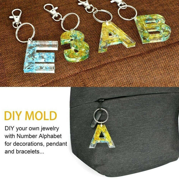 Silicone Alphabet Letter Number Resin Molds For Keychain Casting Making Moulds