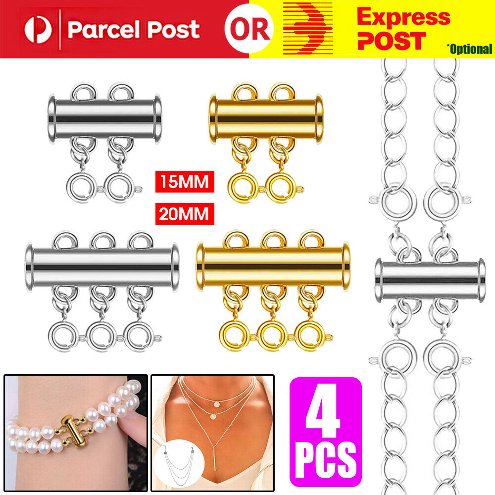 Layered Necklace Clasp, 4Pcs, 2 Size, Multi Strand Magnetic