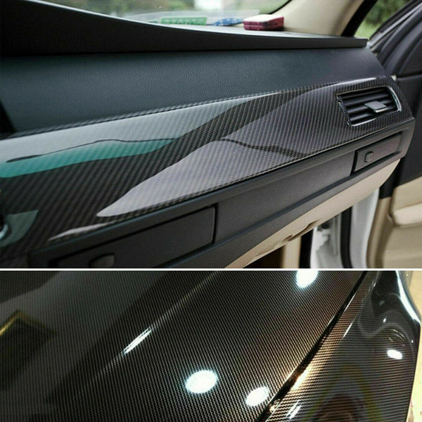 Gloss Black 5D Carbon Fiber 50 x 151cm Vinyl Car Phone Laptop Wrap Sticker Film