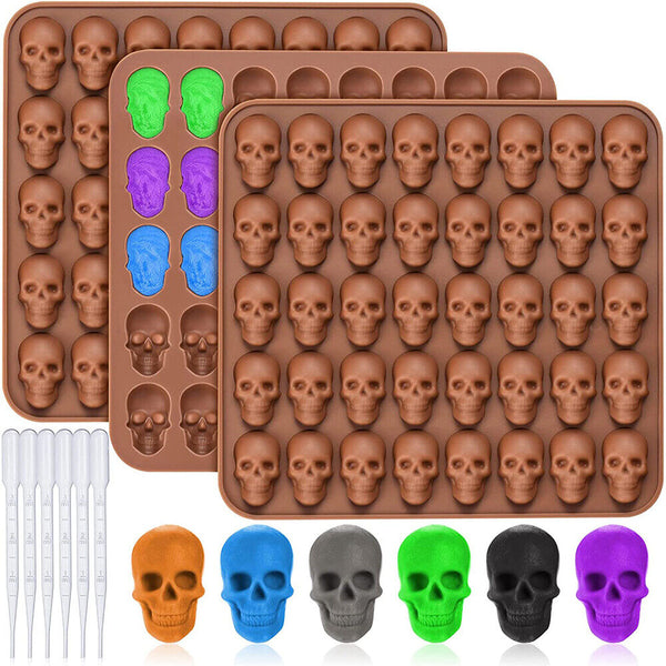 40 Cavity Skull Head Gummy Mold Halloween Jelly Candy Cake IceTray Silicone Mold