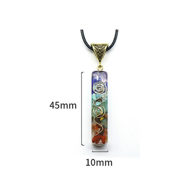 Chakra Crystal 7 Stone Necklace Reiki Yoga Orgone Pendant Healing