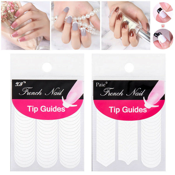 48PC/PACK French Manicure Nail Art Tips Form Fringe Guides Sticker DIY Stencil