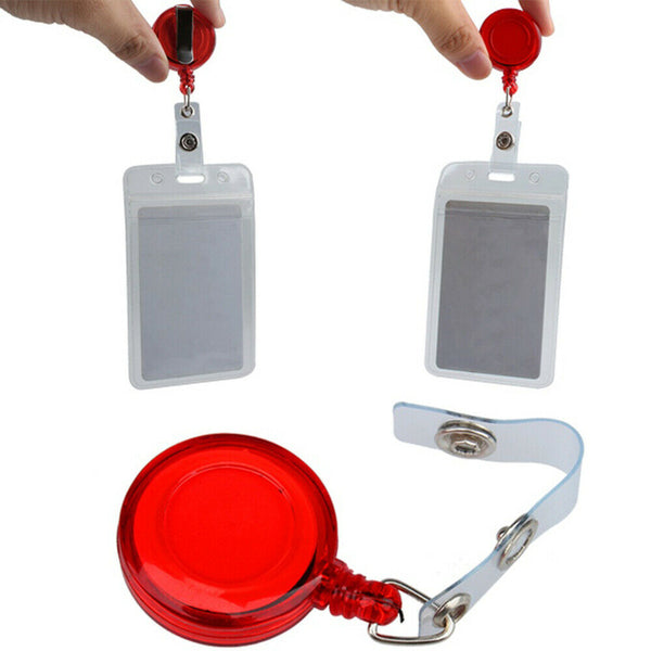 5X Retractable ID Clip Card Holder Reel Recoil Pull Chain Swipe Card Key Belt AU