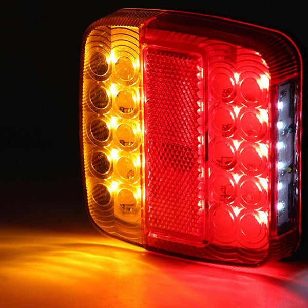 Pair LED Square Tail light 12V trailer truck number taillight STOP/BRAKE lights