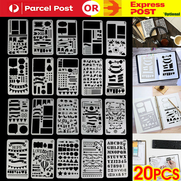 20x Bullet Journal Stencil Plastic Planner Stencils Notebook/Diary/Scrapbook DIY