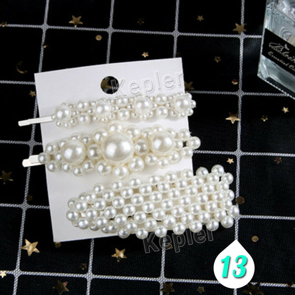 Popular Women Pearl Hair Clip Snap Barrette Stick Hairpin Hair Accessories Gift