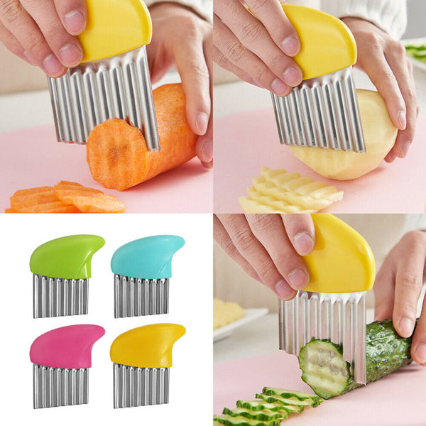 1/2X French Fry Potato Chip Slicer Kitchen Crinkle Wavy Cutter Vegetable Chopper