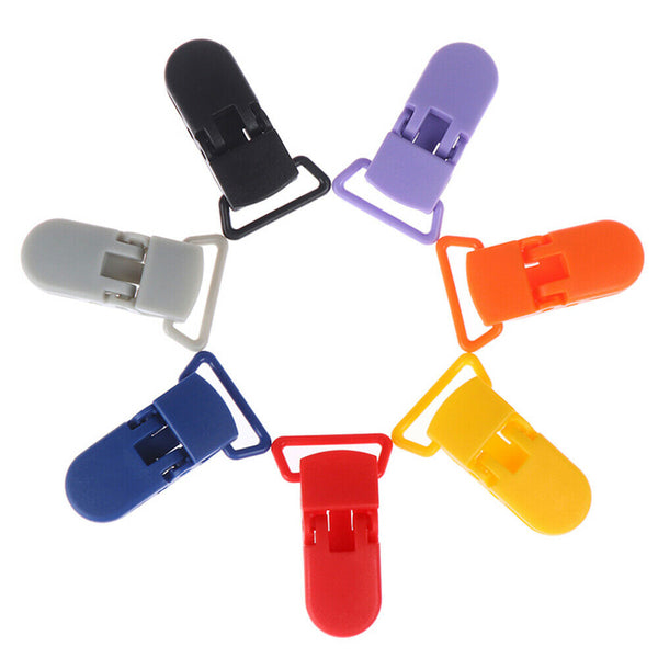 20 Random Colored Plastic Baby Pacifier Suspender Dummy Clip Badge Holder Craft