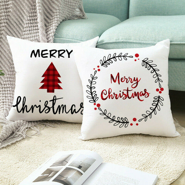 Christmas Cushion Cover Throw Waist Bolster Pillow Case Sofa Home Party Decor