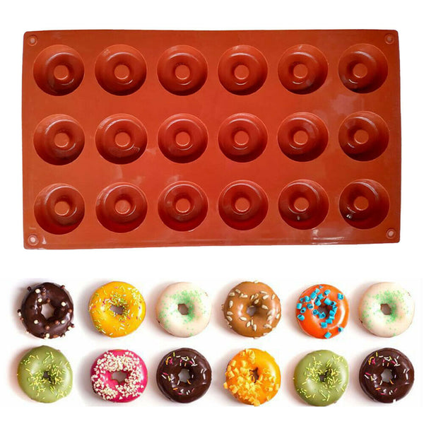 18 Cavity mini Fancy donut Doughnut Chocolate Pan Silicone Mold Baking Mould