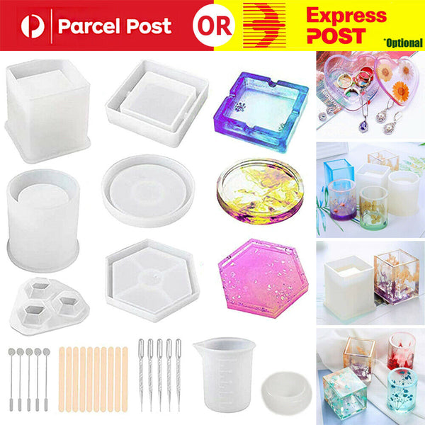 10/18/28PCS Resin Casting Molds Silicone Mold Pendant Tray Jewelry Mould Craft