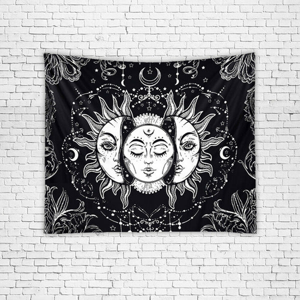 Tarot Psychedelic Tapestry Wall Hanging Sun Moon Blanket Bedspread Room Decor