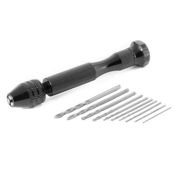 Mini Micro Hand Drill Bit with Keyless Chuck + 10 Twist Drills Rotary Tool BI338