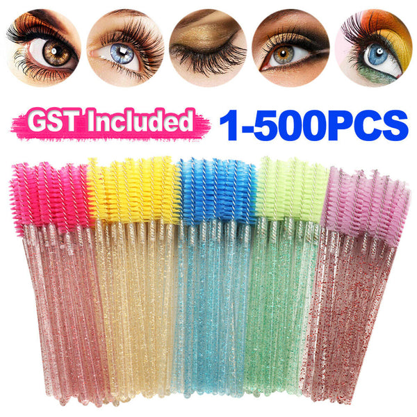 1-500X Disposable Glitter Mascara Wands Lash Brush Eyelash Extensions Makeup AU