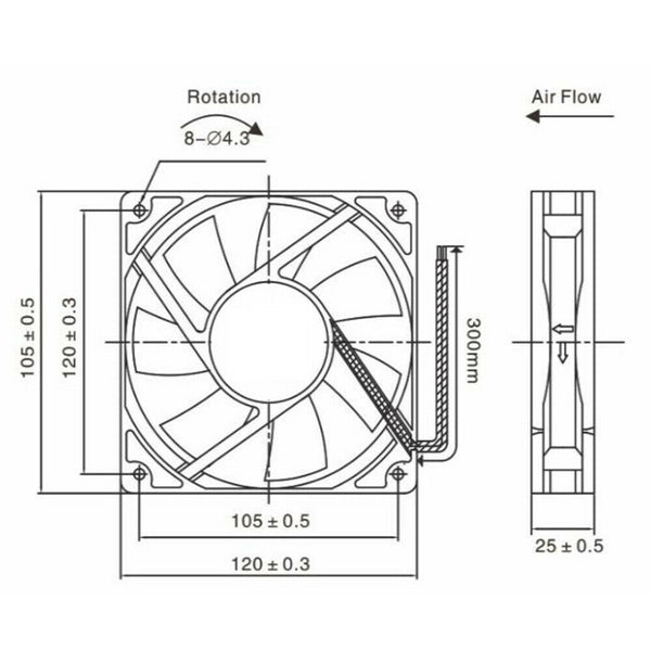 2PCS USB Cooling Fan Silent Fan Fr Computer Case PC CPU Case 5V 120x120x25mm AU