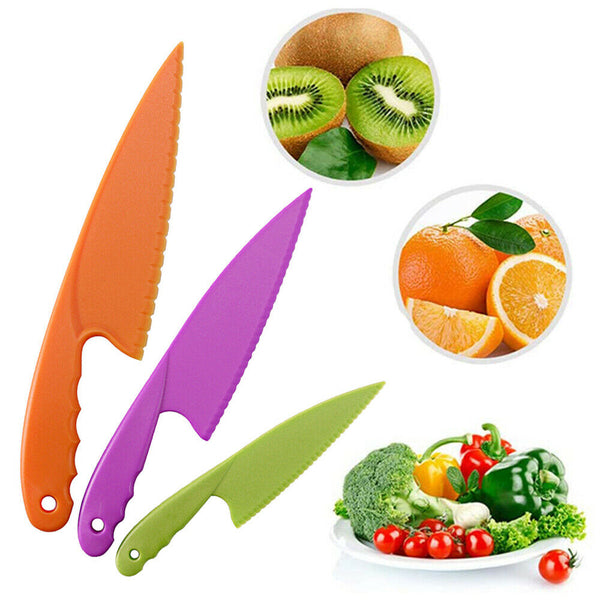 3pcs Plastic Knife Set Fruit Vegetable Lettuce Salad Bread Cheese Dessert Cutter