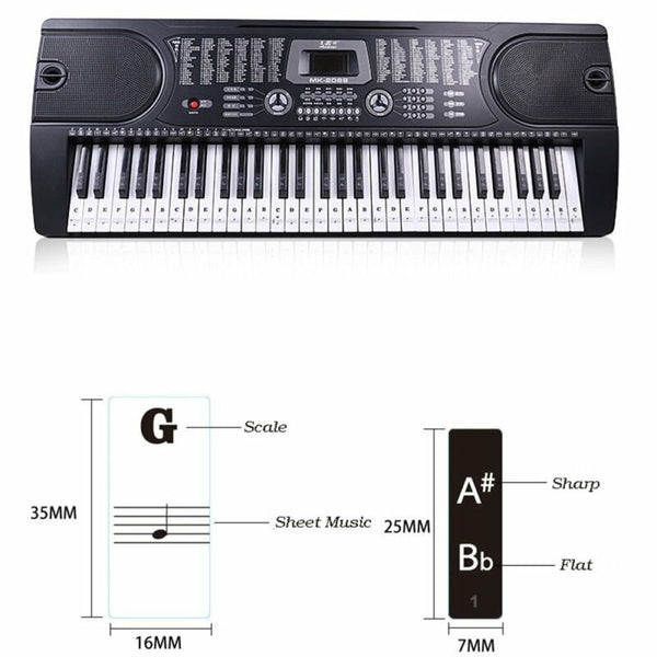 Music Keyboard Piano Stickers 88/61/54/49 Key removable white Laminted stickers