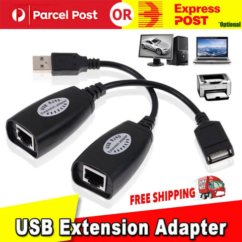 USB UTP Extender Extension Over Single RJ45 Ethernet CAT5e Cable Up to 150FT AU