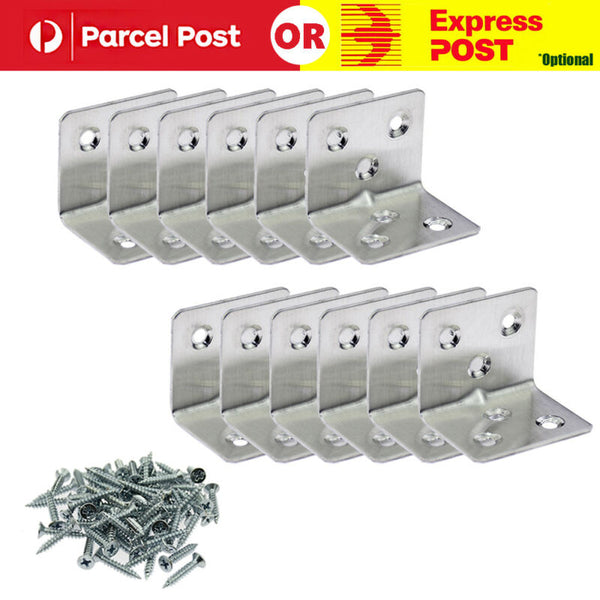 12pcs Corner Brace Joint Right Angle L Bracket Stainless Steel Shelf Support