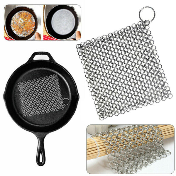 Stainless Steel Cast Iron Cleaner Chainmail Scrubber Cookware Home Kitchens Tool