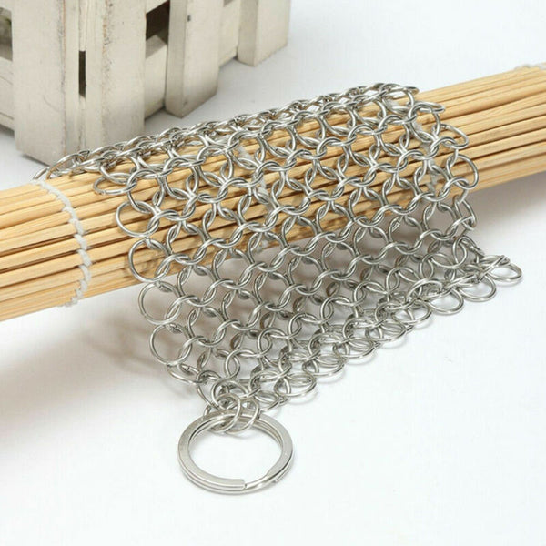 Stainless Steel Cast Iron Cleaner Chainmail Scrubber Cookware Home Kitchens Tool