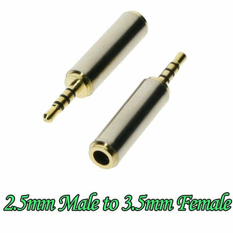 2pcs Male Port 2.5mm to Female 3.5mm Plug Earphone Audio Adapter Jack Mic AU