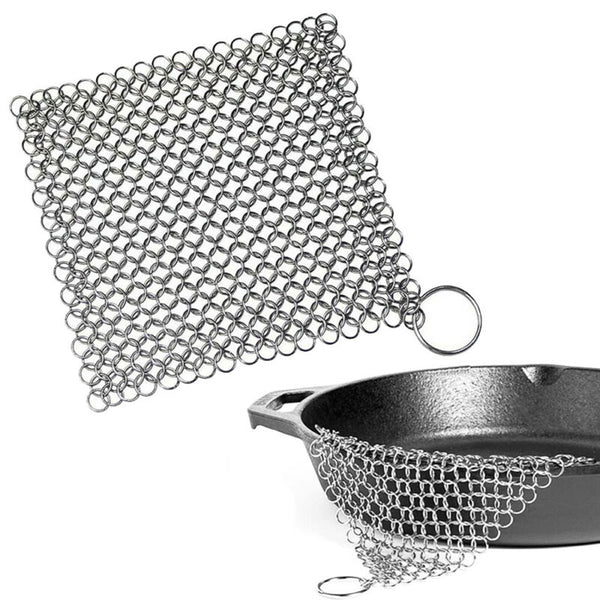 Stainless Steel Cast Iron Cleaner Chainmail Scrubber Cookware Home Kitchens Tool