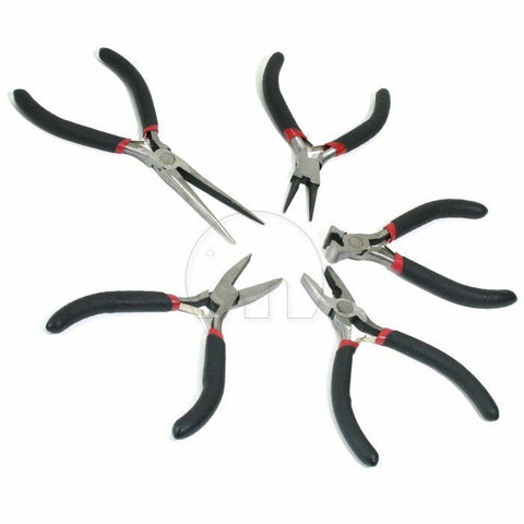 5Pcs Jewellery Mini Pliers Cutter Round Bent Nose Beading Making Craft Tool Kit