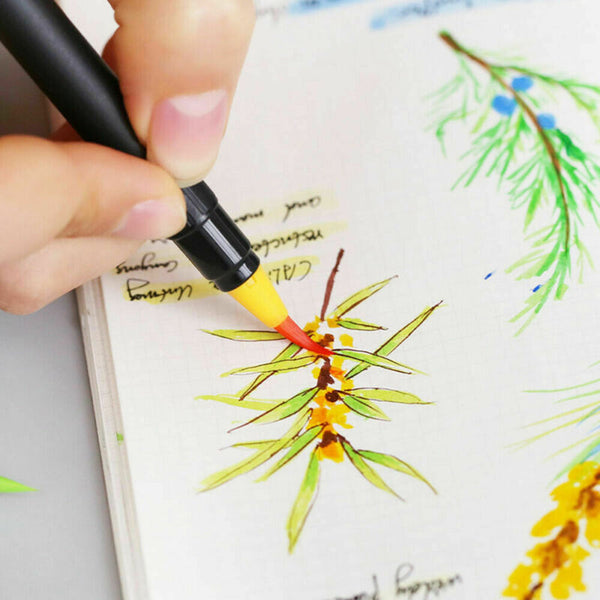 20 Colors Pcs Water Watercolor Pens Oil Art Drawing Painting Sketch Brush Set