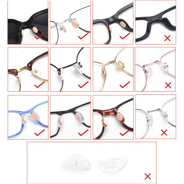 24X Soft Foam Anti-Slip Stick On Eyeglass Sunglasses Glasses Nose Pads Holder AU