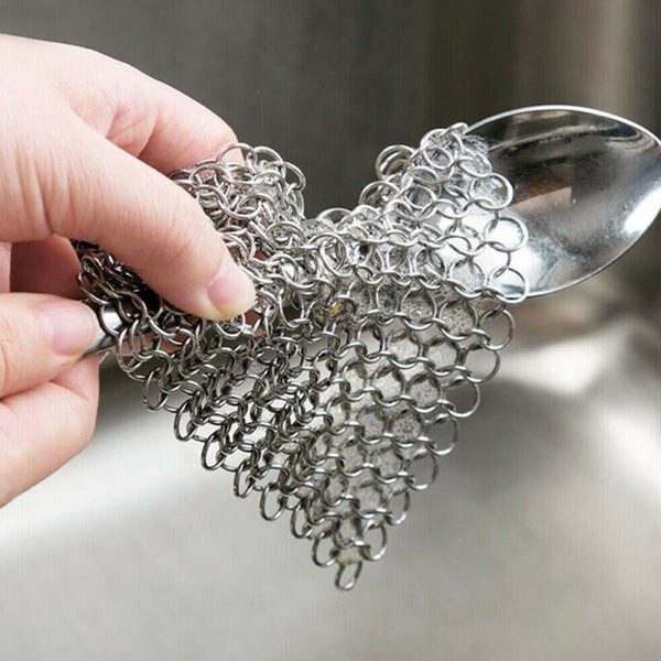 Stainless Steel Cast Iron Cleaner Chainmail Scrubber Cookware Home Kitchens Tool