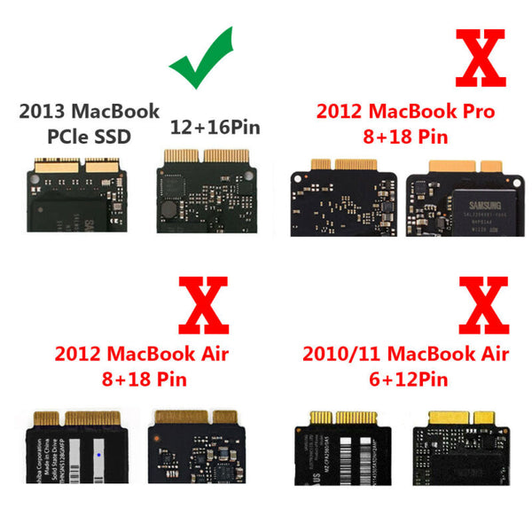 2013/14/15 MacBook Air Pro 12+16 Pins SSD to M.2 (NGFF) PCI-e Adapter Converter