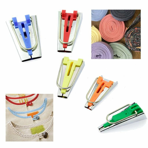 Set of 5 Size Fabric Bias Tape Maker Tools Binding Maker Sewing Quilting