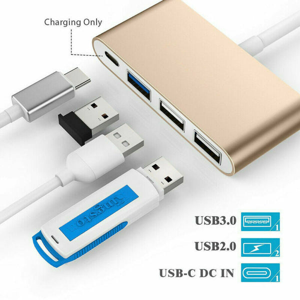 4in1 Type-C USB-C  to 4-Port Hub USB 3.0 2.0 Charging Adapter For Thunderbolt 3