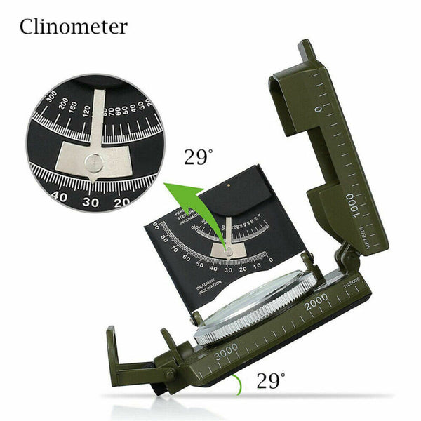 Professional Military Army Metal Sighting Compass Clinometer Camping Hiking New