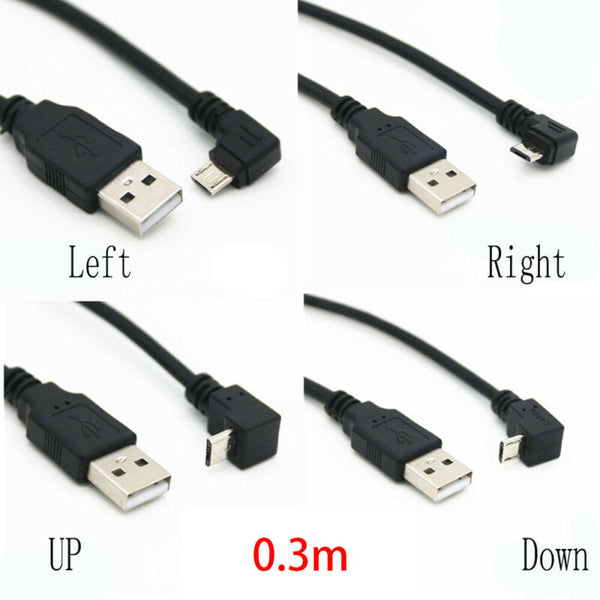 Micro USB High Speed Charging Right Angle 90 Degree Cable Fast Data Sync Cord AU