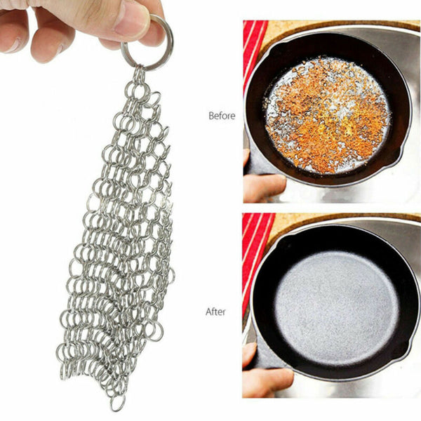 Stainless Steel Cast Iron Cleaner Chainmail Scrubber Cookware Home Kitchens Tool