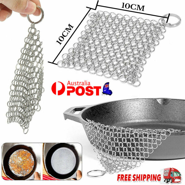 Stainless Steel Cast Iron Cleaner Chainmail Scrubber Cookware Home Kitchens Tool