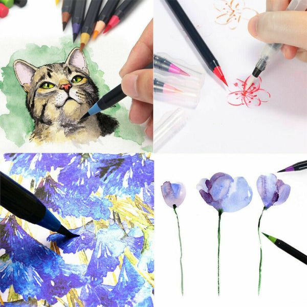 20 Colors Pcs Water Watercolor Pens Oil Art Drawing Painting Sketch Brush Set