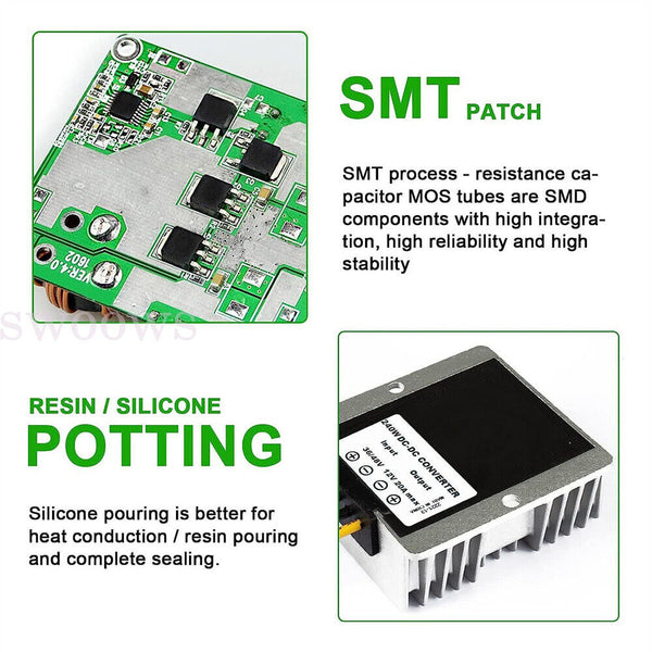 Waterproof DC 24V to DC 12V 20A 240W Step Down DC/DC Power Converter Regulator