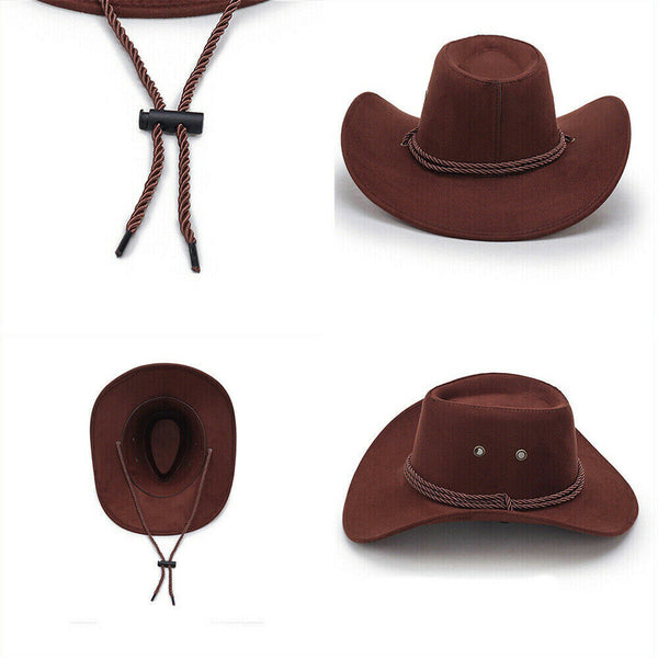 Cowboy Hat Unisex Faux Leather Sunhat Wild Brim Panama Hat Visor Hats Fashion AU