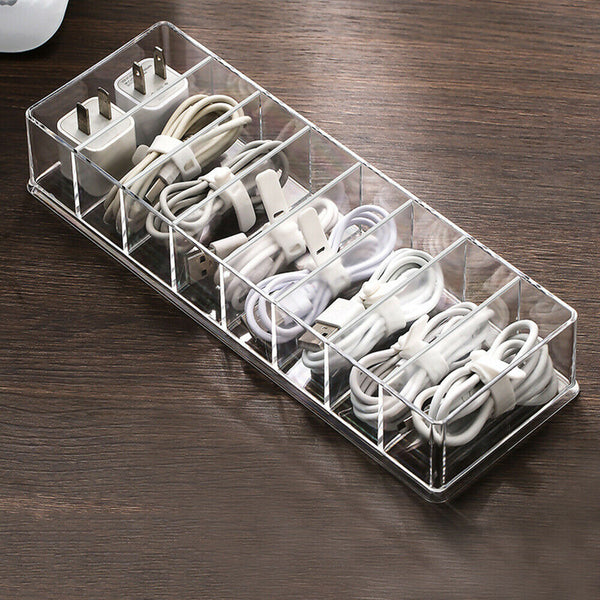 8Grids USB Cable Storage Box with Lid Desktop Wire Organizer Holder  Home Office