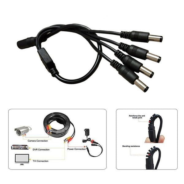 1 Female to 2/3/4 Male Plug 5.5x2.1mm Port DC Power Splitter Cable Y Cable Cord