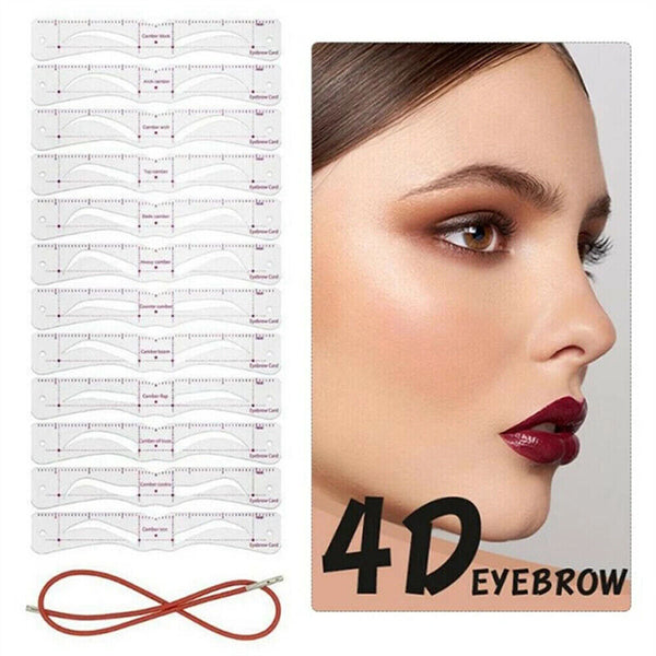 14pcs Eyebrow Stencils Shaper Grooming Kit Brow Make-Up Template Tool Reusable